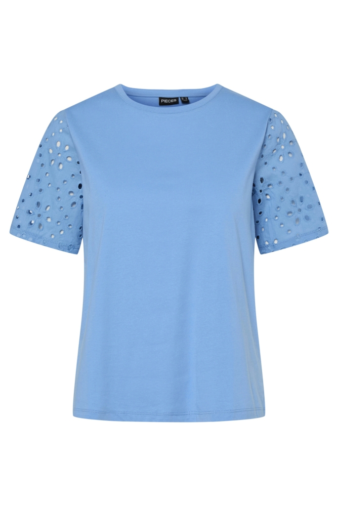 PCTANDREA SS EMBRODIERY T-SHIRT JRS 17157408 LICHEN BLUE